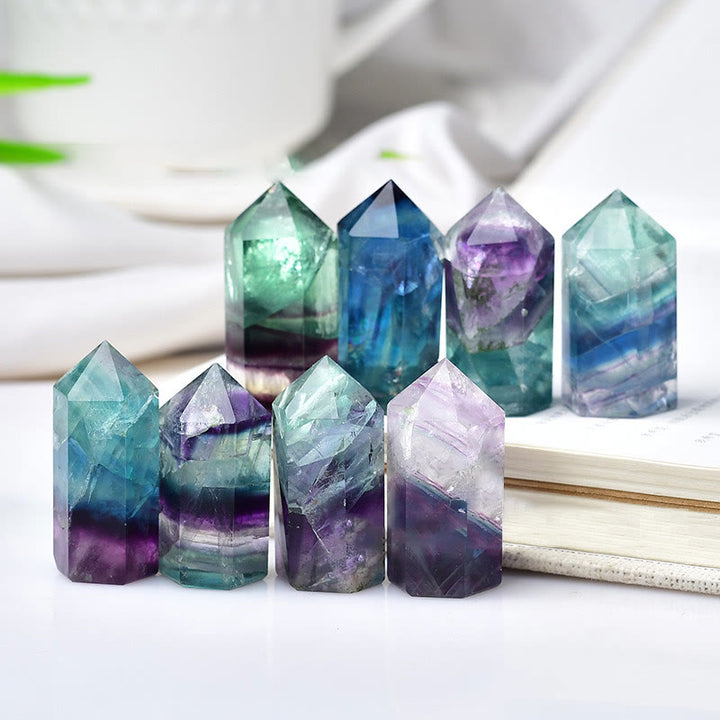 Olivenorma Rainbow Fluorite Crystal Spike Wands - Size: 35*15mm - image 0