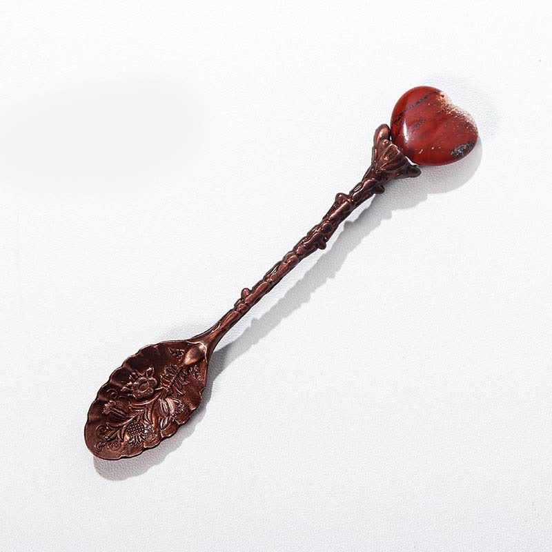Olivenorma With Crystal Witches Herb Spoon Decoration - Heart#Red Jasper - image 7