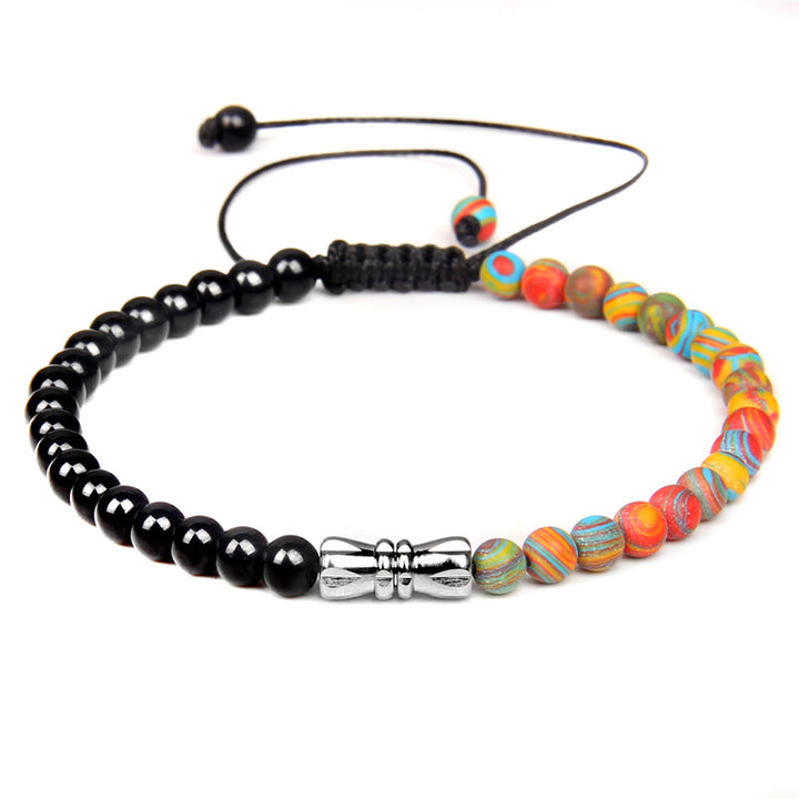Olivenorma 4mm Black Onyx & Natural Stone Braided Bracelet - image 1