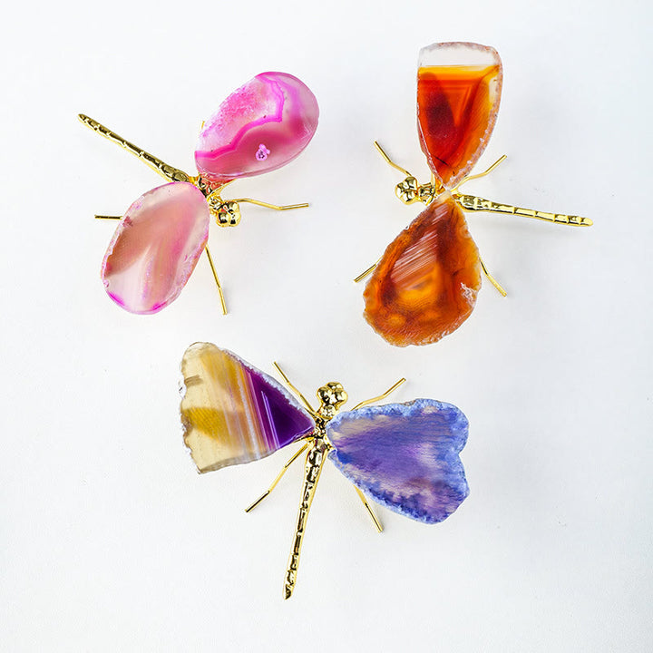 Olivenorma Natural Agate Slices Dragonfly Gemstone Decoration - image 11
