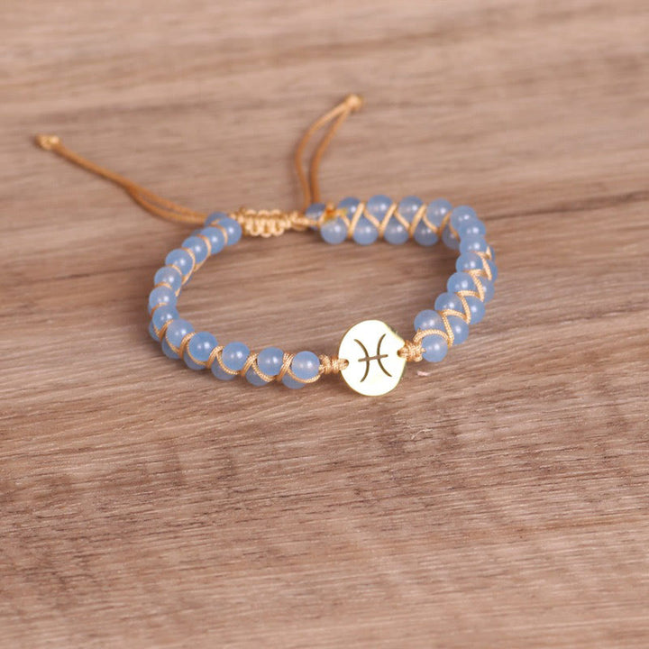 Olivenorma Zodiac Crystal Healling Balance Wrap Bracelet - Pisces&Blue Chalcedony - image 3