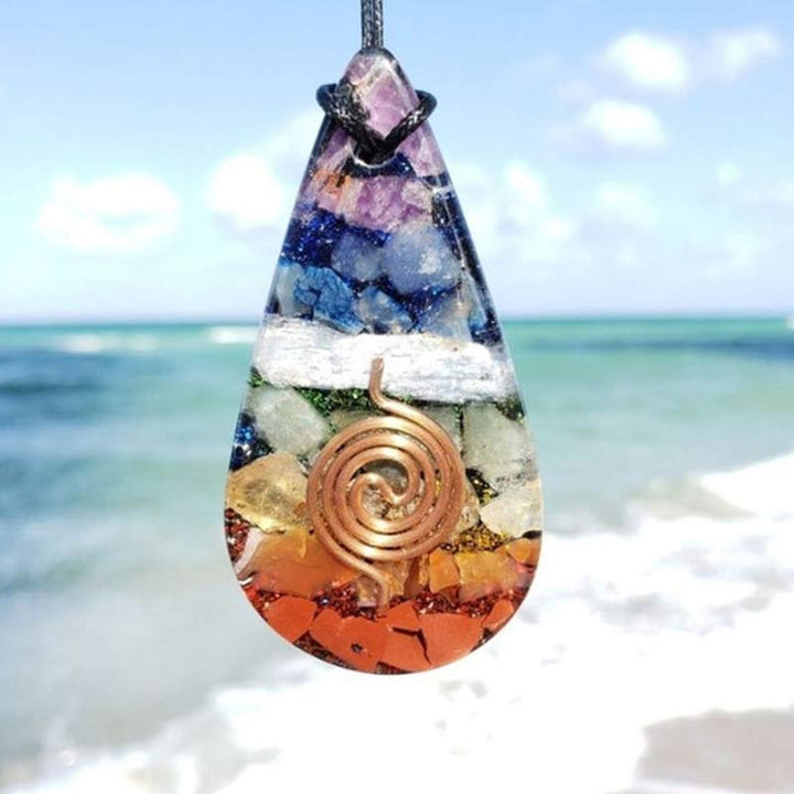 Olivenorma Chakra Rainbow Healing Orgone Necklace - 28mmX 58mm - image 0