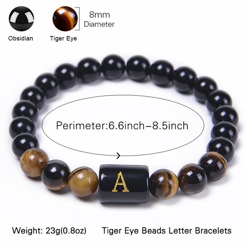 Tiger Eye With Obsidian Letter Bracelet - image 1