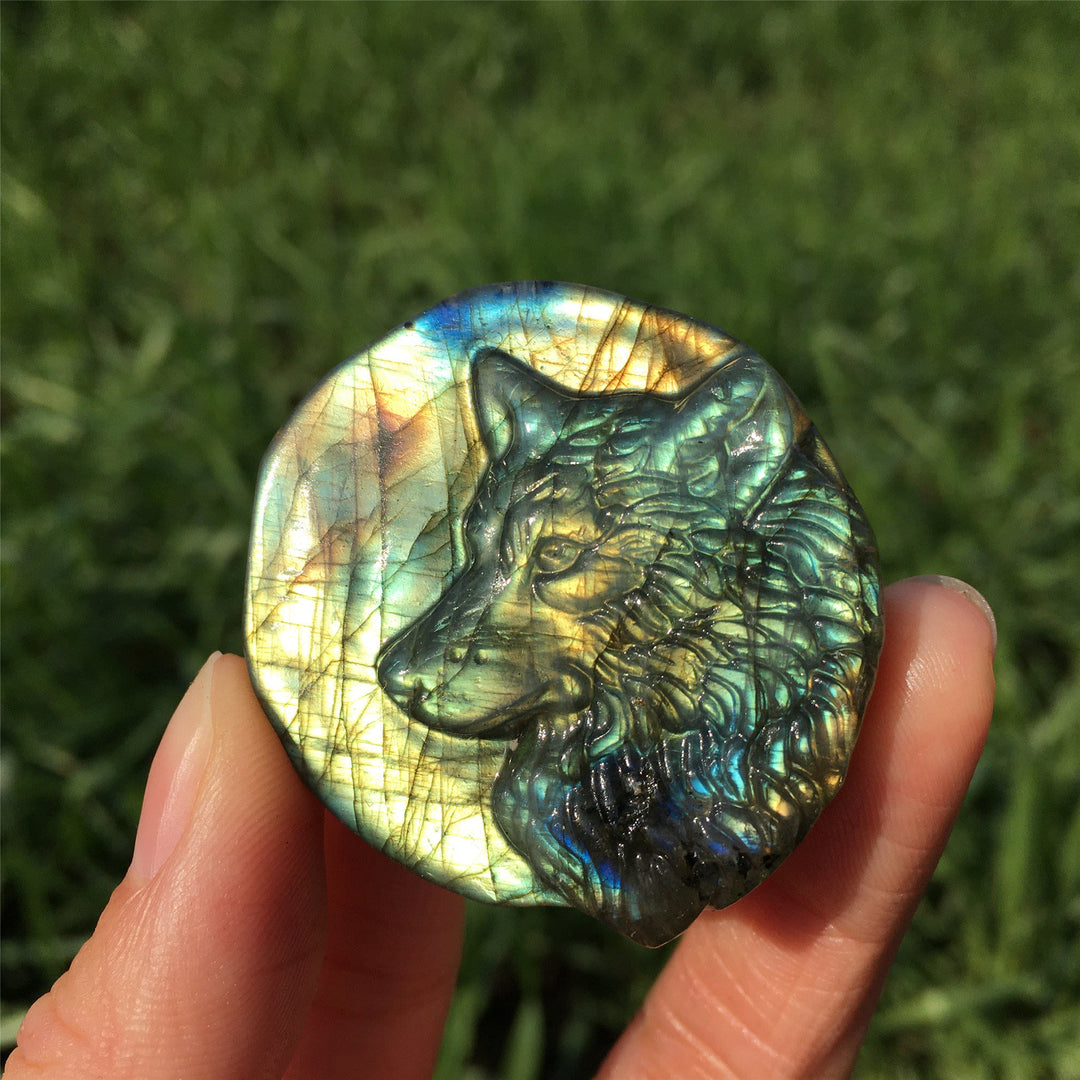 Olivenorma Natural Labradorite Wlof Totem Gemstone Decoration - image 7