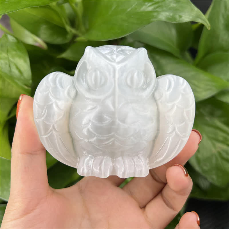 Olivenorma Clear Crystal Owl Gemstone Decoration - Clear Crystal - image 0
