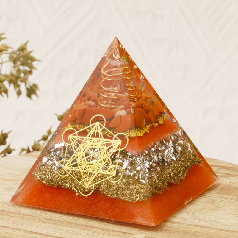 Olivenorma Metatron's Cube Clear Crystal Pillar Orgone Pyramid - image 1