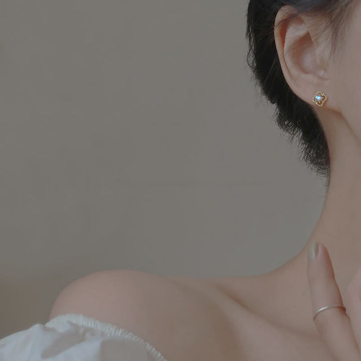 Olivenorma Delicate Vintage Opal Rhombic Earrings - image 1