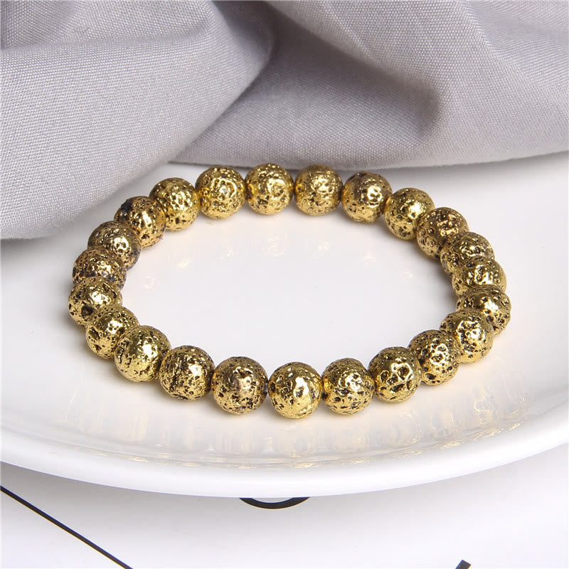 Olivenorma Plated Lava Stone 8mm Beaded Men Bracelet - image 5