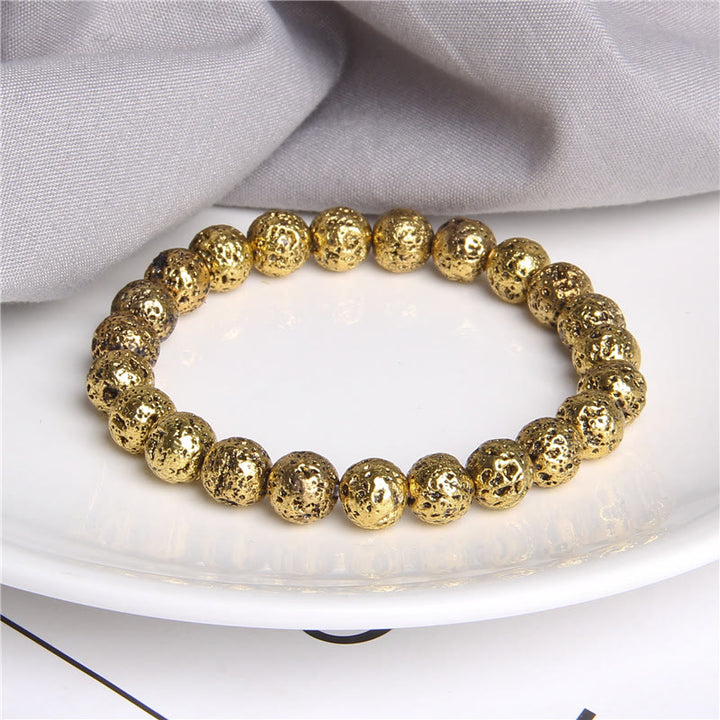 Olivenorma Plated Lava Stone 8mm Beaded Men Bracelet - image 5