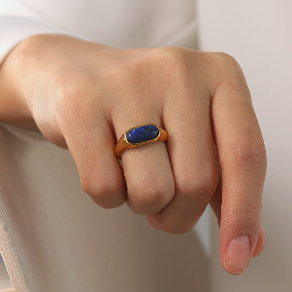 Olivenorma Oval Natural Stone Gold Color Ring - image 7