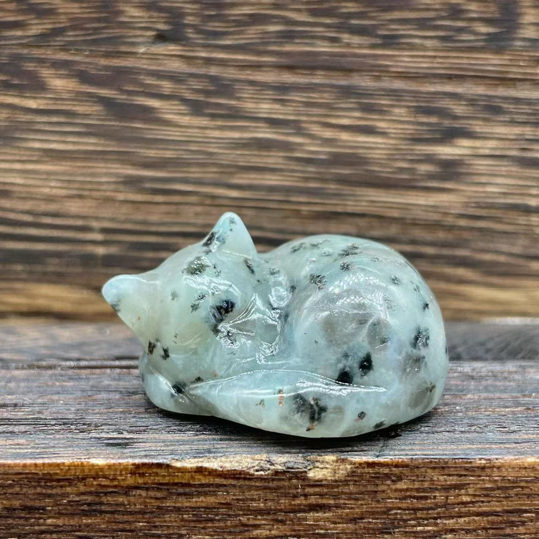 Olivenorma 4cm Natural Crystal Nap Cat Gemstone Decoration - Green Jade#2 - 10Pcs - image 24