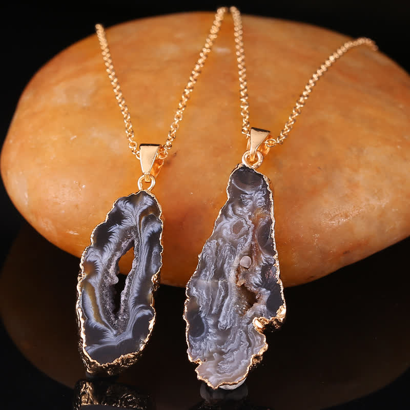 Olivenorma Natural Agate Geode Necklace - Gold - image 0