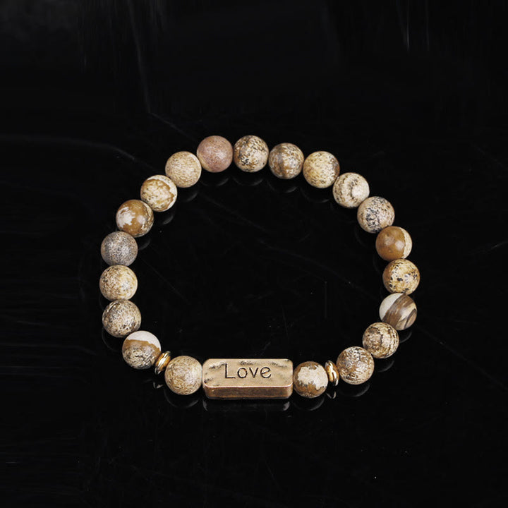 Olivenorma Natural Gemstone Love Powerful Engraving Bracelet - Picture Jasper&Love - image 1