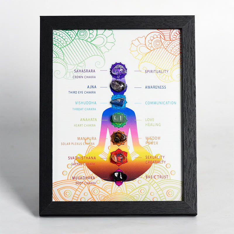 Olivenorma Chakra Raw Stone Crystal Photo Frame Table Decoration - Chakra & Black - image 1
