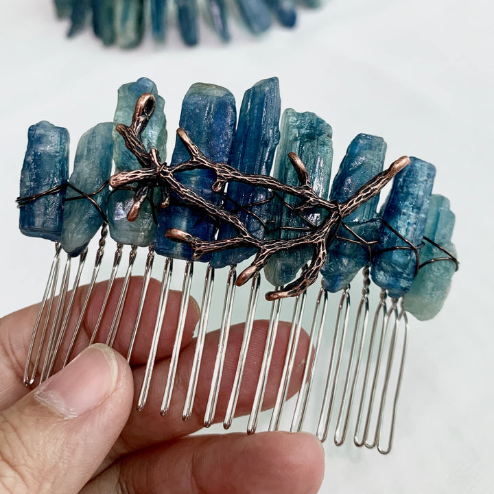 Olivenorma Natural Kyanite Crown Headband Hair Comb Jewelry - Kyanite Twig Decorative Hair Comb - image 3
