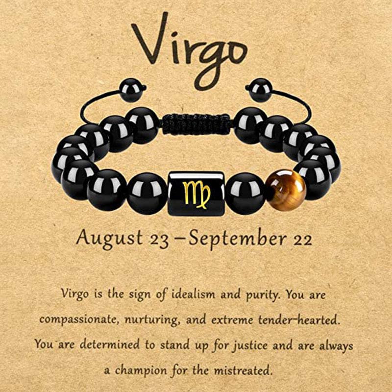 Olivenorma Tiger Eye With Obsidian Zodiac Bracelet - Virgo - image 6