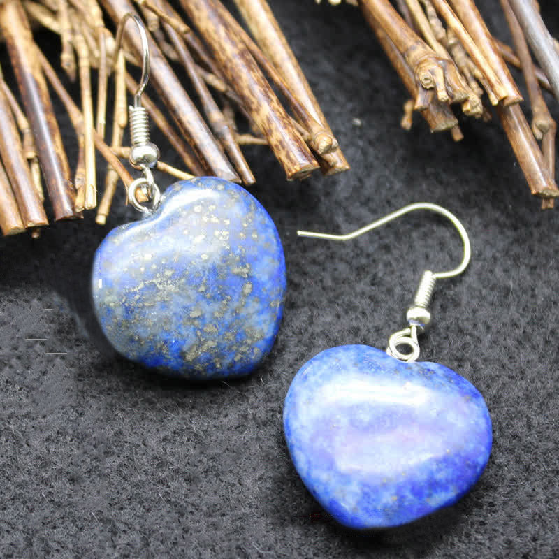 Natural Crystal Heart Healing Earrings - Lapis Lazuli - image 10