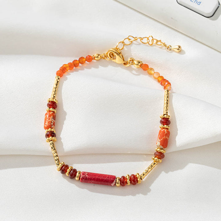 Olivenorma Natural Stone Geometric Shape Hand Beaded Bracelet - image 1