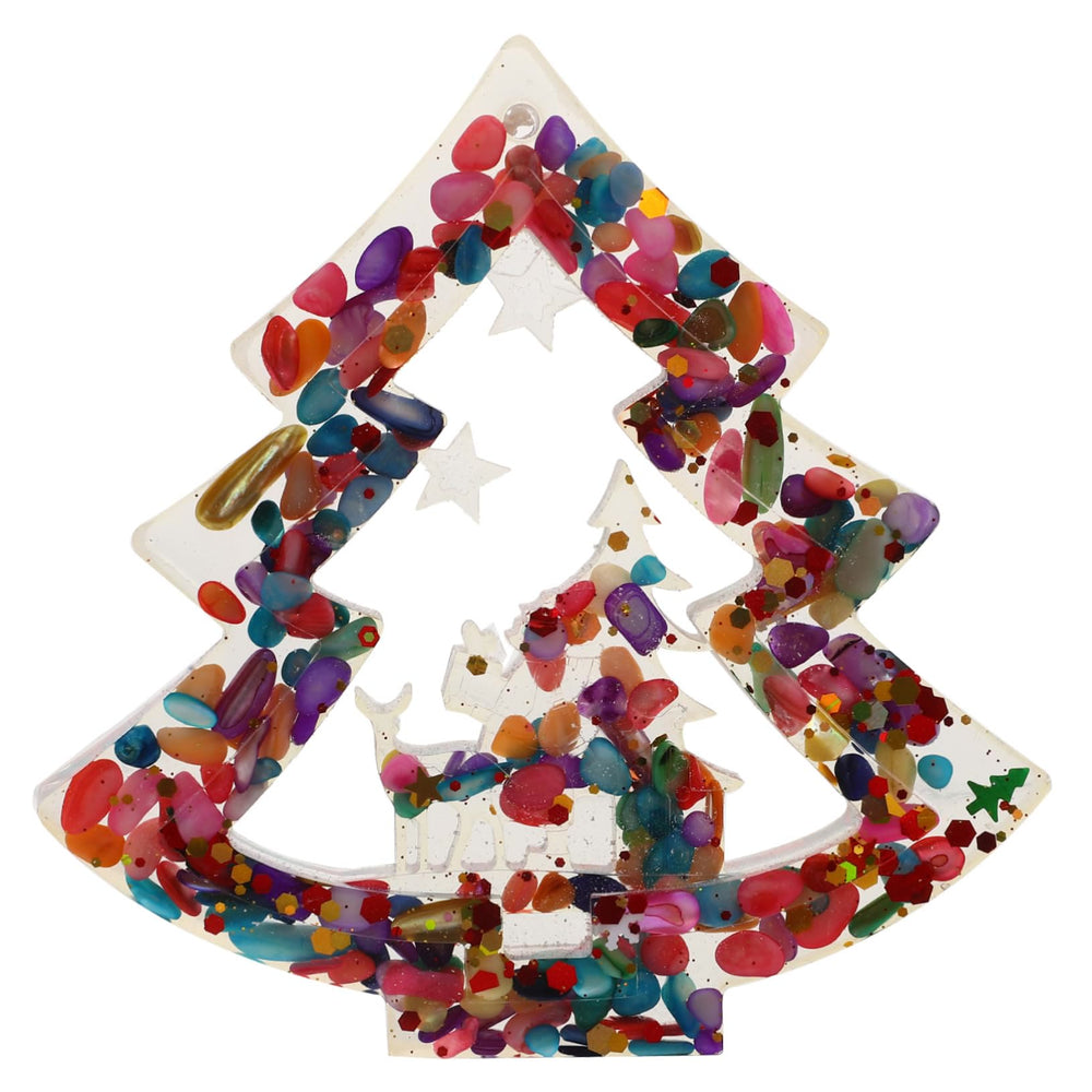 Olivenorma Natural Crystal Gravel Resin Christmas Tree Decoration - Colored Stones - image 1