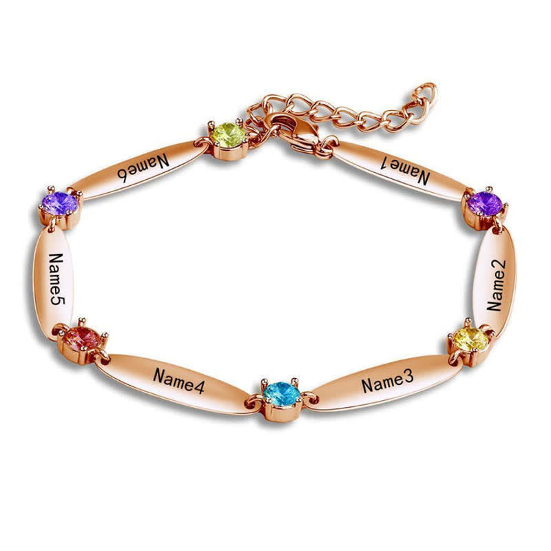 Olivenorma Family Names and Birthstones Bracelet - Rosegold - 5 Birthstone - image 0