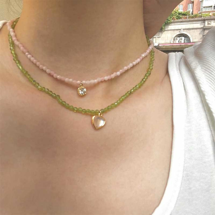 Olivenorma Natural Crystal Metal Plate Pendant Necklace - image 23