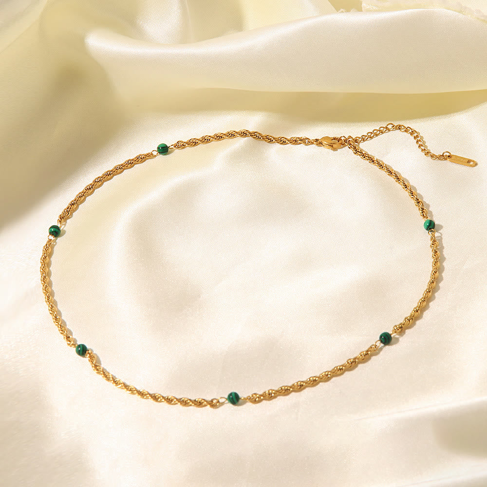 Olivenorma Natural Malachite Beaded Clavicle Twist Necklace - image 4