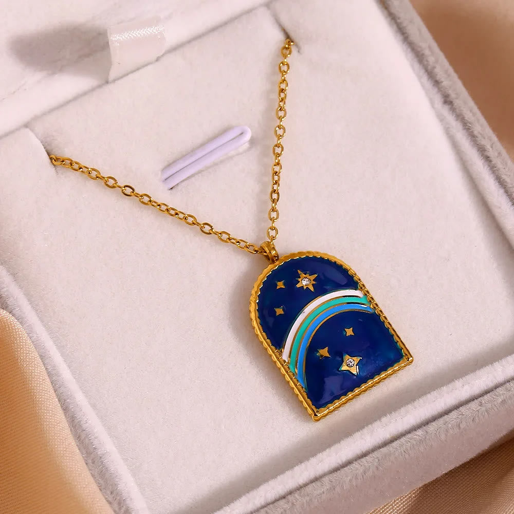 Olivenorma Blue Evil Eye Galaxy Sun Tarot Necklace - Blue Galaxy - image 4