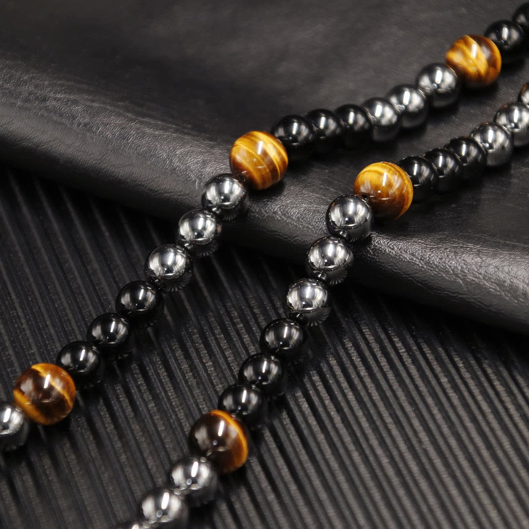 Olivenorma Healing Crystal Obsidian Tiger Eye Hematite Beads Necklace - image 5