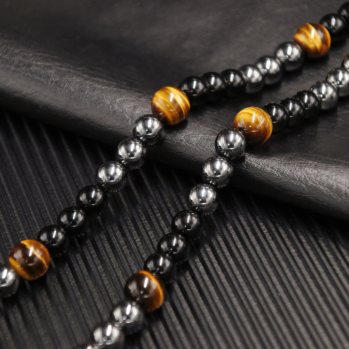 Olivenorma Healing Crystal Obsidian Tiger Eye Hematite Beads Necklace - image 5