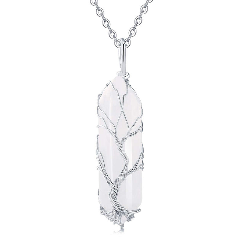 Olivenorma Crystal With Tree Of Life Gemstone Necklace - Clear Crystal - image 28