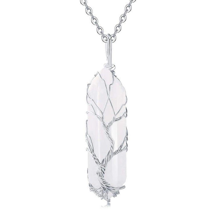 Olivenorma Crystal With Tree Of Life Gemstone Necklace - Clear Crystal - image 28