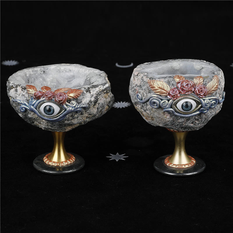 Olivenorma Natural Crystal Geode Holy Grail Evil Eye Decoration - image 6