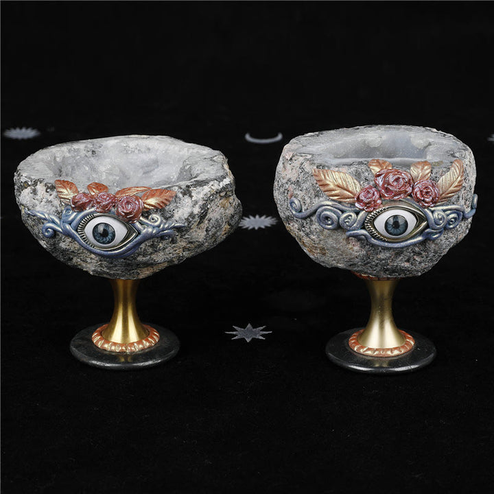 Olivenorma Natural Crystal Geode Holy Grail Evil Eye Decoration - image 6