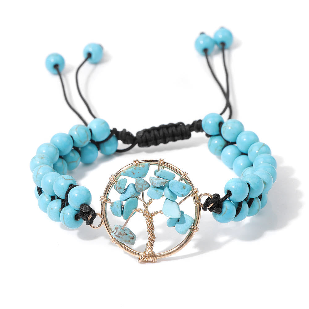 Olivenorma 6mm Beads Double Braided Tree Of Life Bracelet - Turquoise - image 7