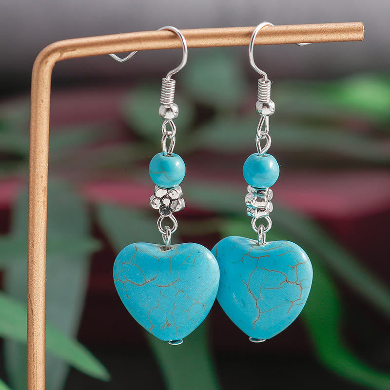 Olivenorma Turquoise Heart Drop Earrings - image 1