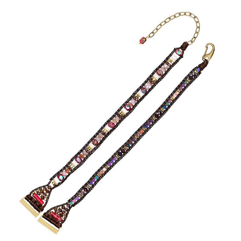 Olivenorma 3Layer Red Stone Beaded Handwoven Fitbit Watch Strap - image 2