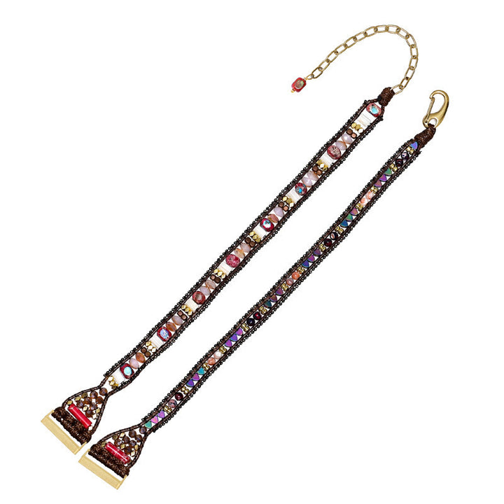 Olivenorma 3Layer Red Stone Beaded Handwoven Fitbit Watch Strap - image 2