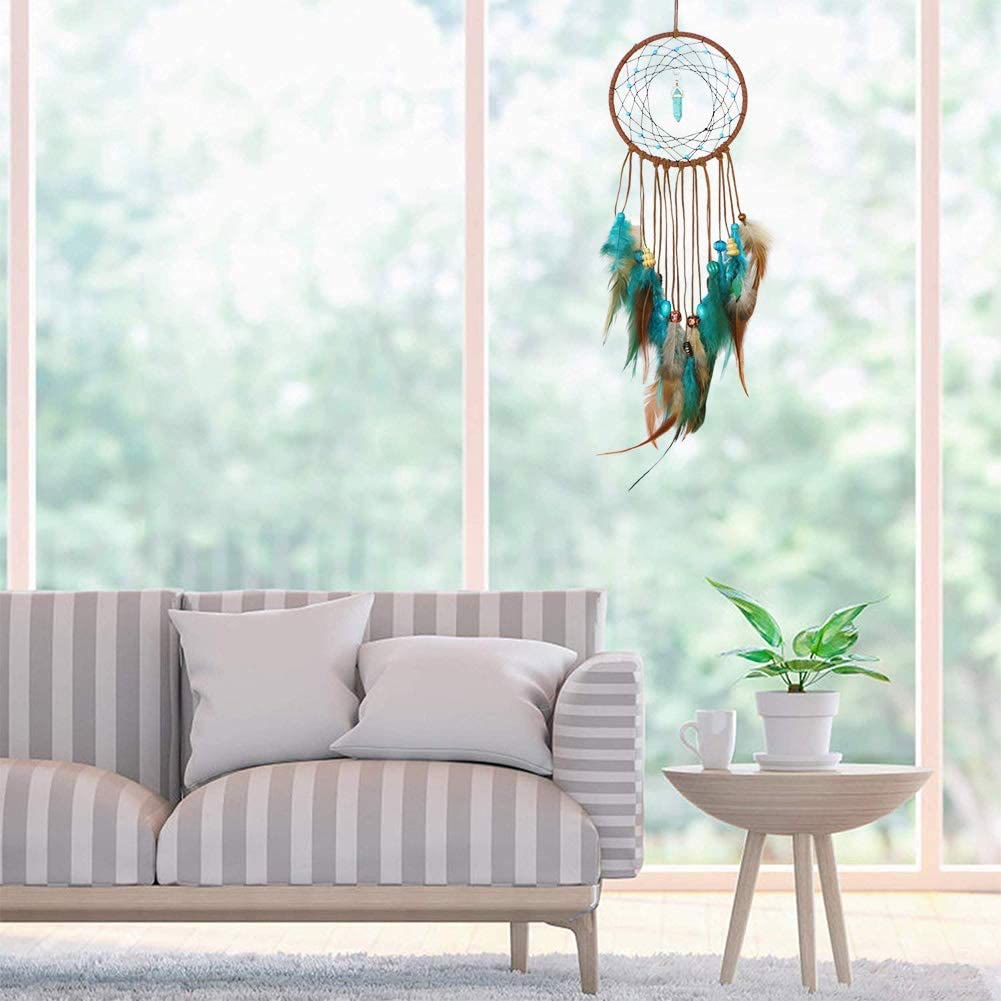 Olivenorma Turquoise Handmade Traditional Feather Dream Catcher - image 4
