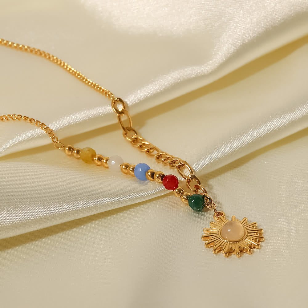 Olivenorma Opal Sun Shape Pendant Necklace - image 5