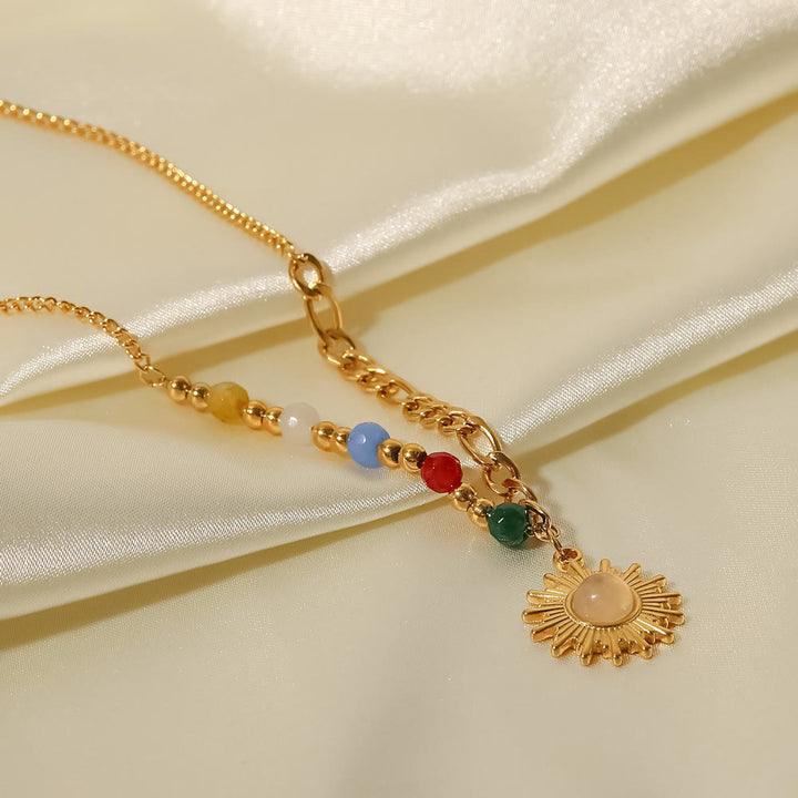 Olivenorma Opal Sun Shape Pendant Necklace - image 5