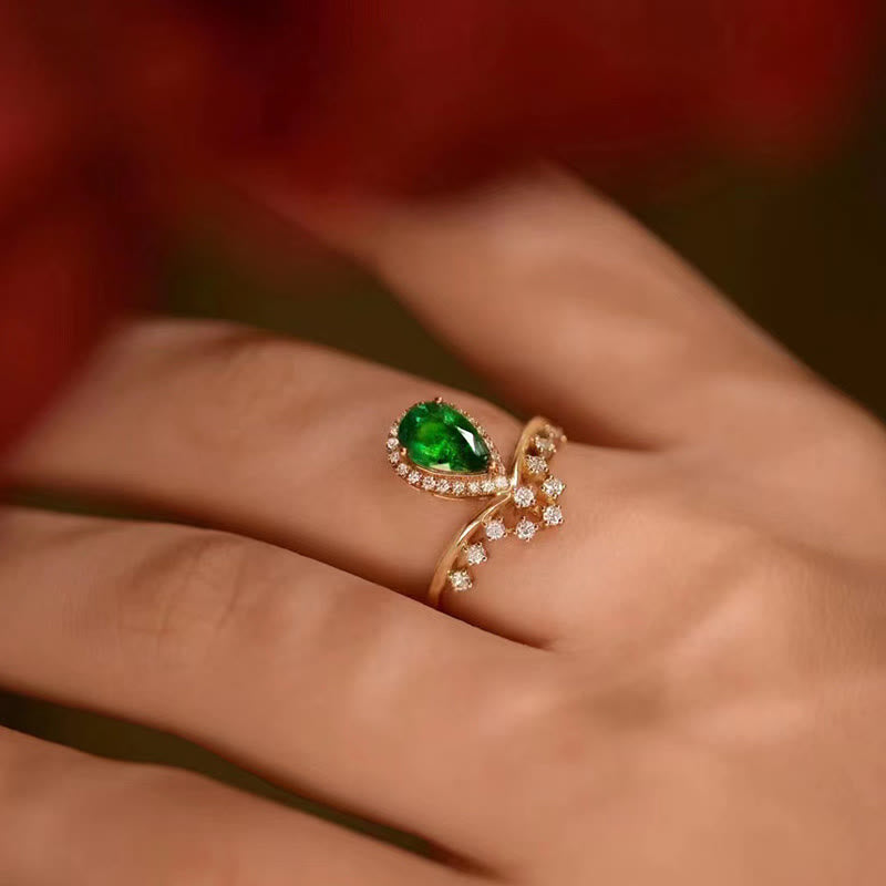 Olivenorma Dainty Emerald With Zircon Ring - image 3