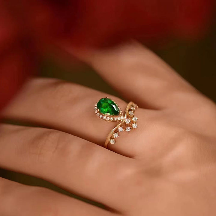 Olivenorma Dainty Emerald With Zircon Ring - image 3