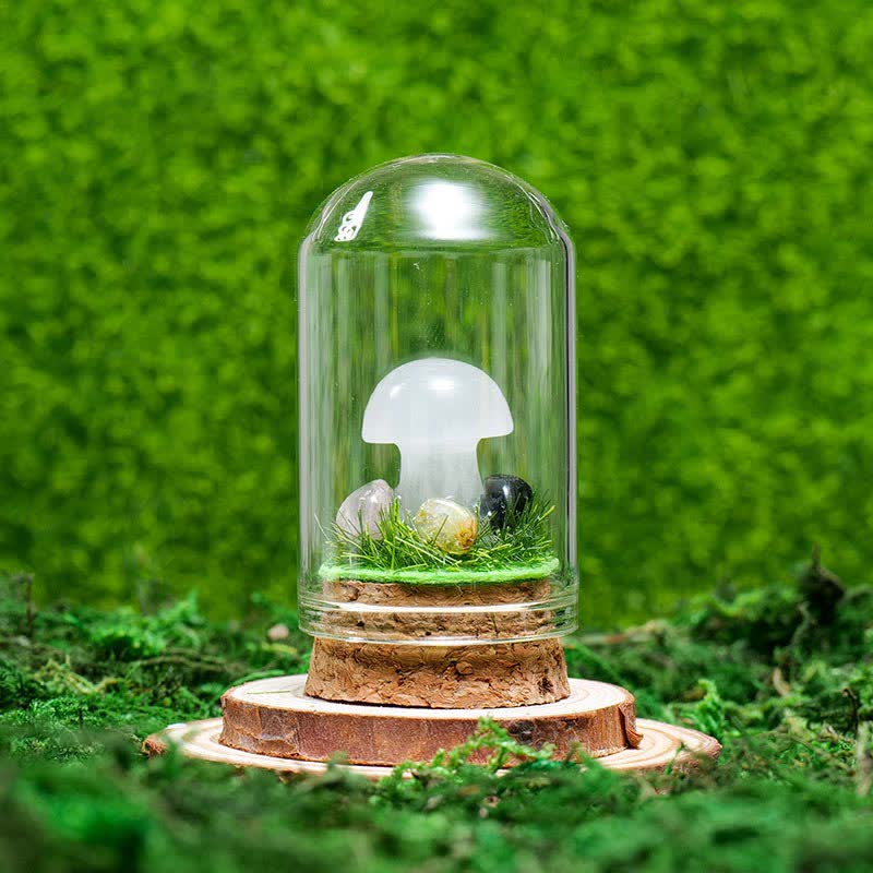 Olivenorma Glass Cover Natural Crystal Mushroom Decoration - Clear Crystal - image 1