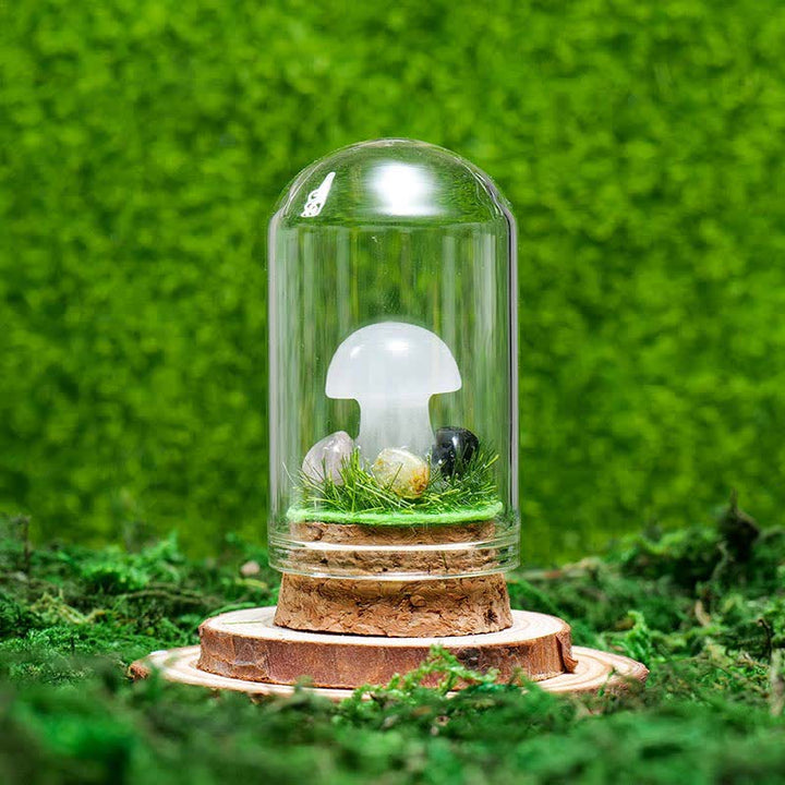 Olivenorma Glass Cover Natural Crystal Mushroom Decoration - Clear Crystal - image 1