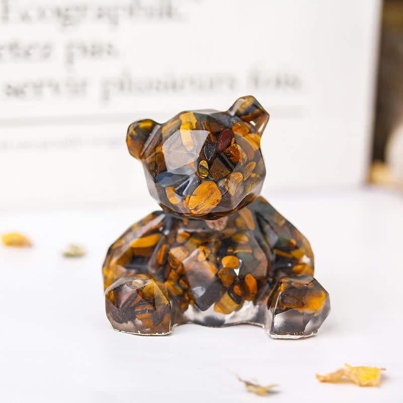 Olivenorma Mirror Sitting Bear Gemstone Decoration - Tiger Eye - image 17