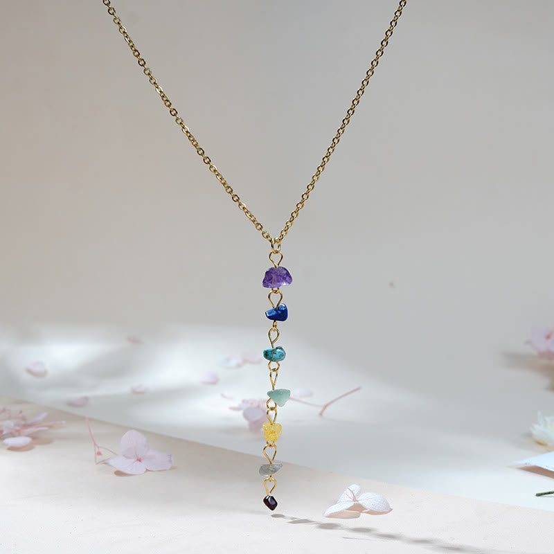 Olivenorma Natural Stone Chakra Tassel Pendant Necklace - image 4