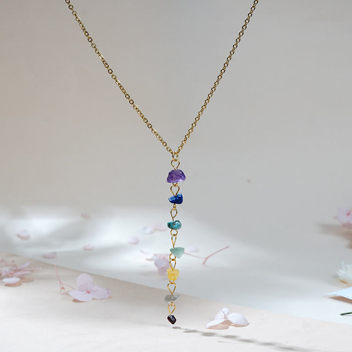 Olivenorma Natural Stone Chakra Tassel Pendant Necklace - image 4