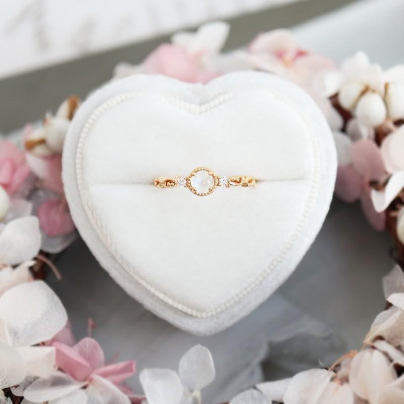Olivenorma Natural Moonstone Zircon Delicate Ring - image 5