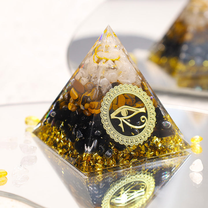 Olivenorma The Energy Protection Obsidian & Tiger Eye Orgone Pyramid - image 2