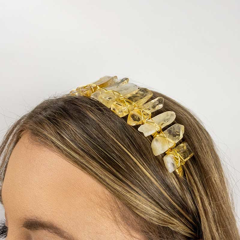 Olivenorma Citrine Gold Bridal Headband Crystal Crown - Citrine#1 - image 0